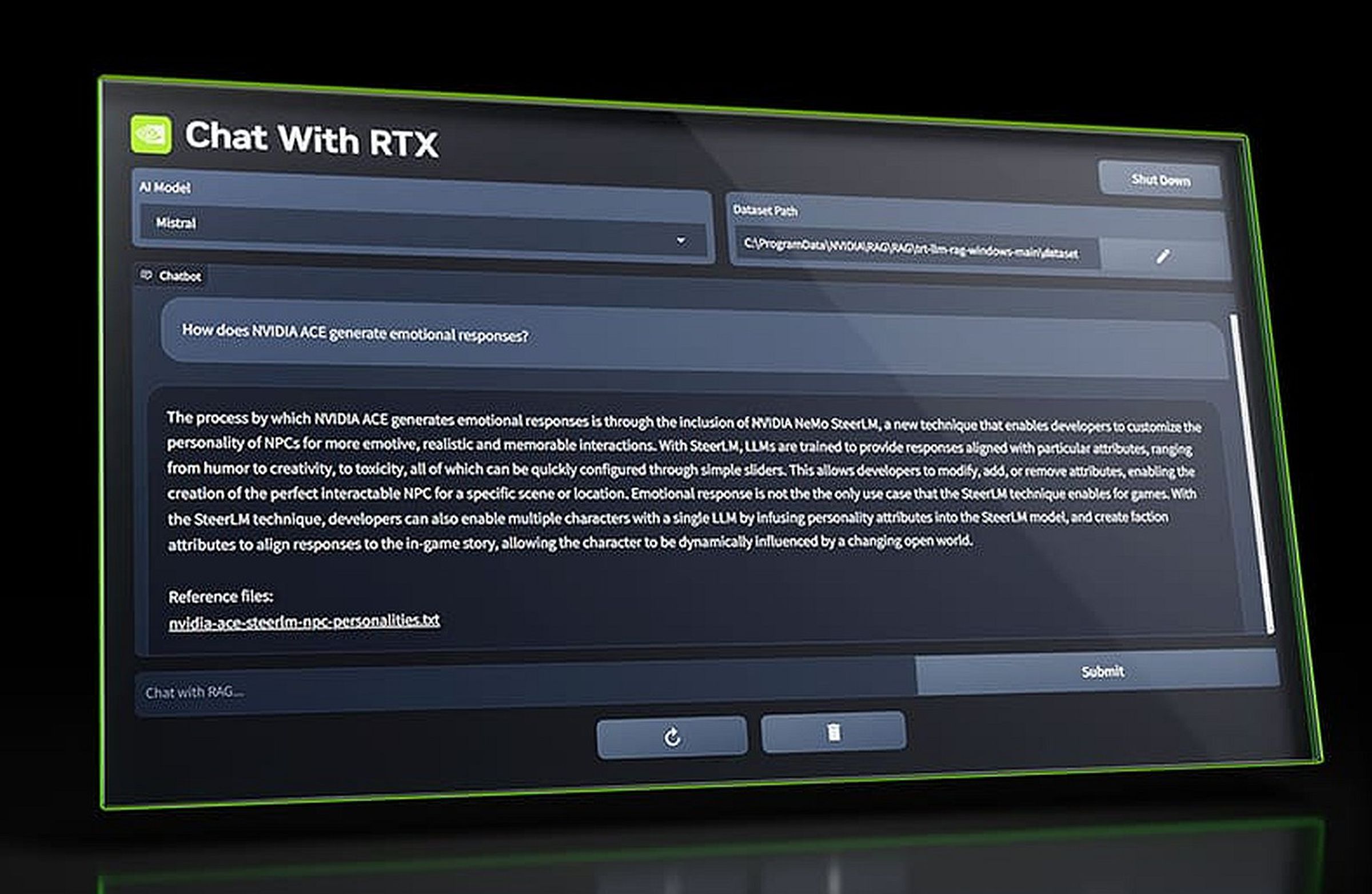 The Chat with RTX app window.