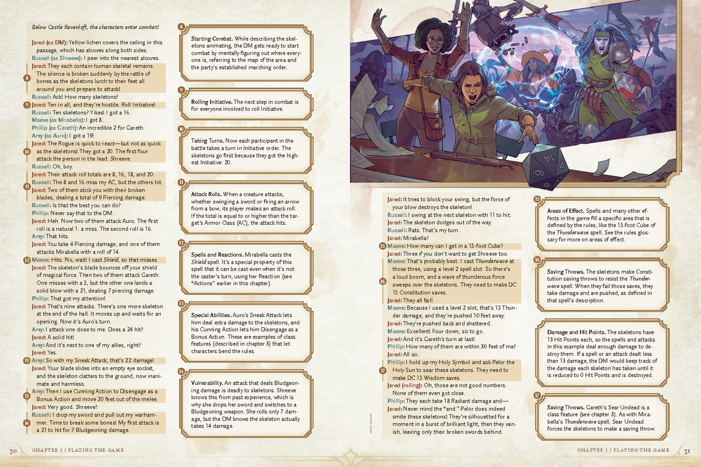 <em>The new core books have bits of scripts to show examples of play, guiding readers on how the game unfolds at the table. (View in full resolution </em><a href=other/em__-4 loading=