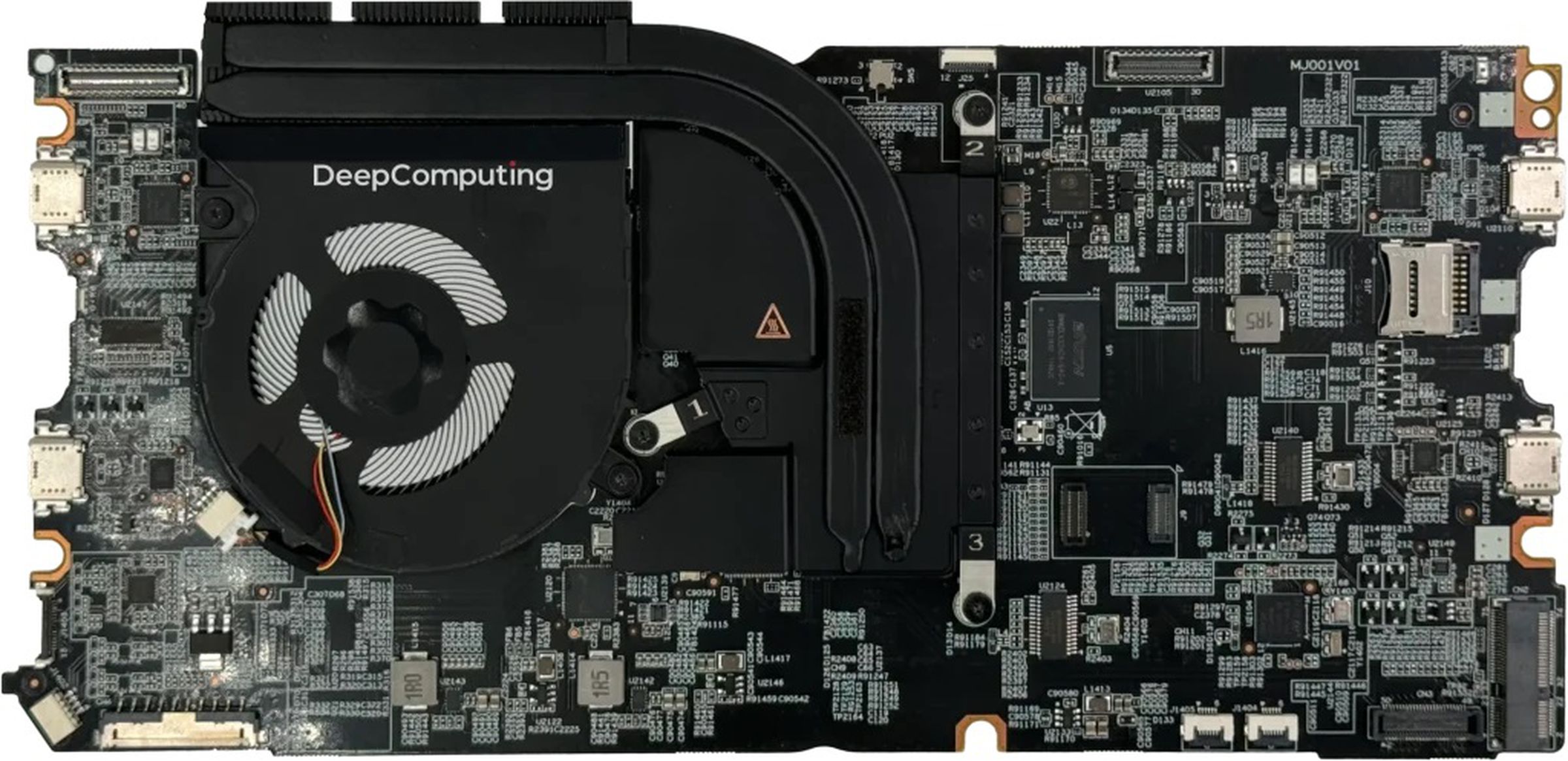 The “DC-ROMA RISC-V Modular Mini Mainboard” that’ll slot into a Framework, by DeepComputing.