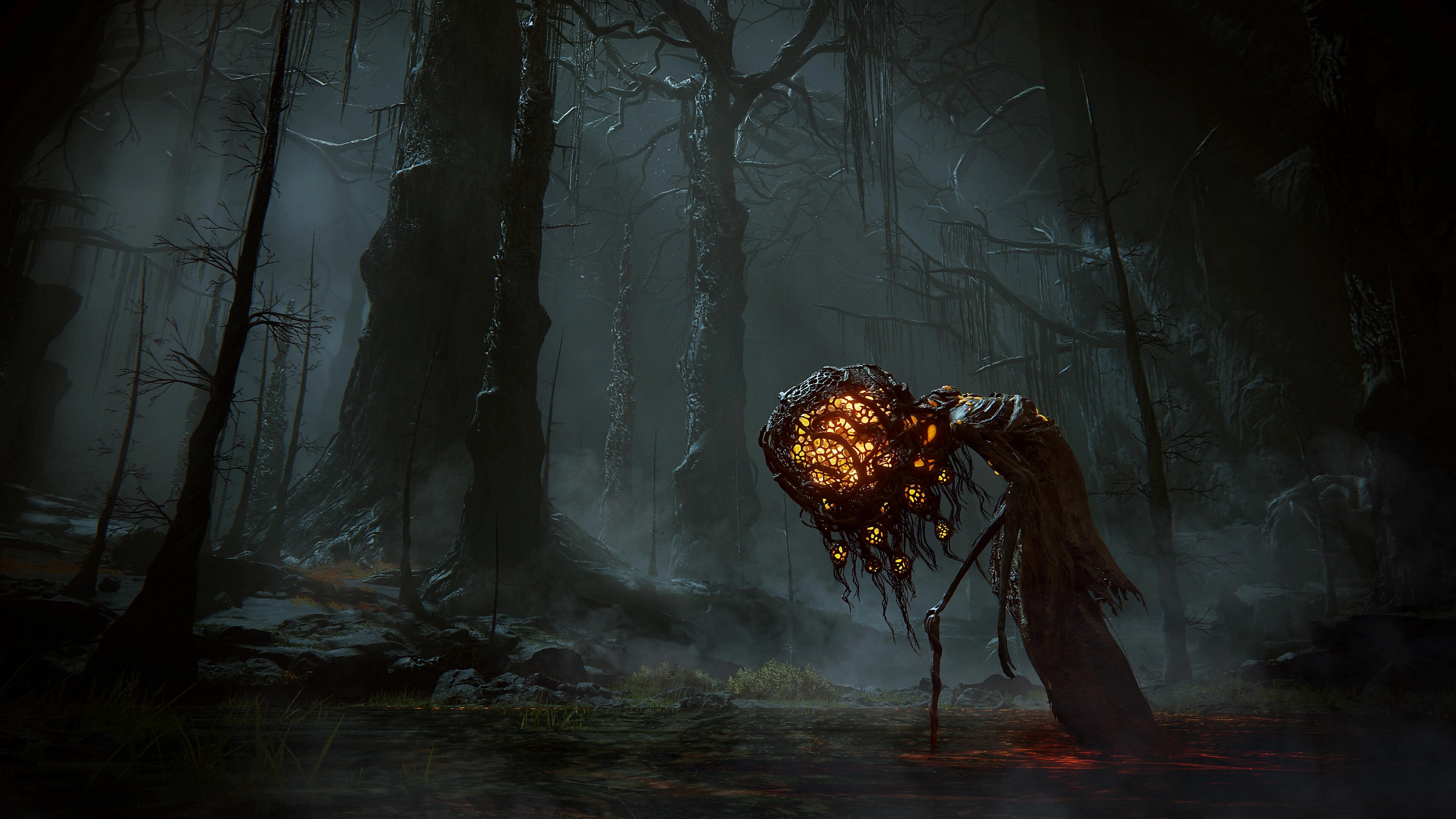 Screenshot from Elden Ring DLC Shadow of the Erdtree featuring a monster with a wasps nest head.