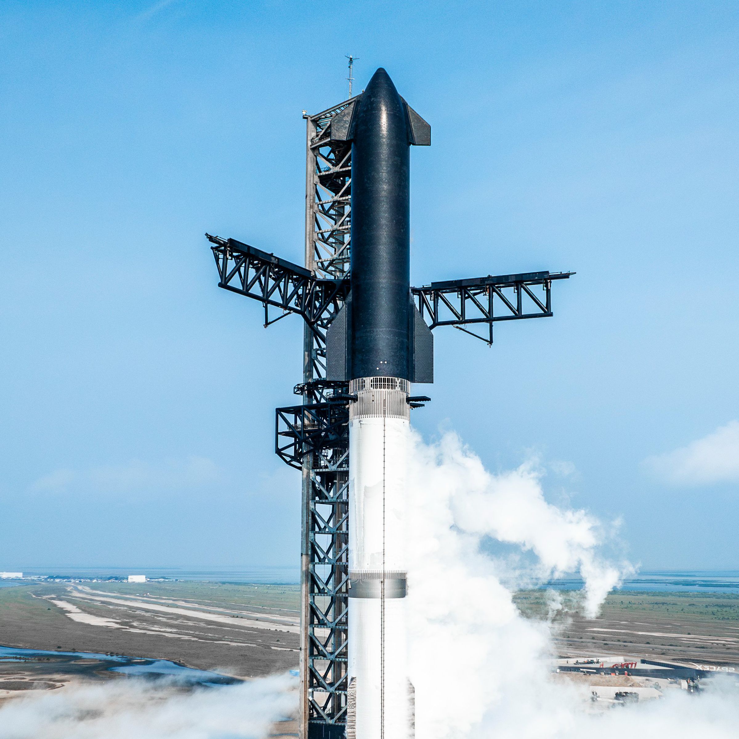 SpaceX’s Starship rocket on its launchpad.