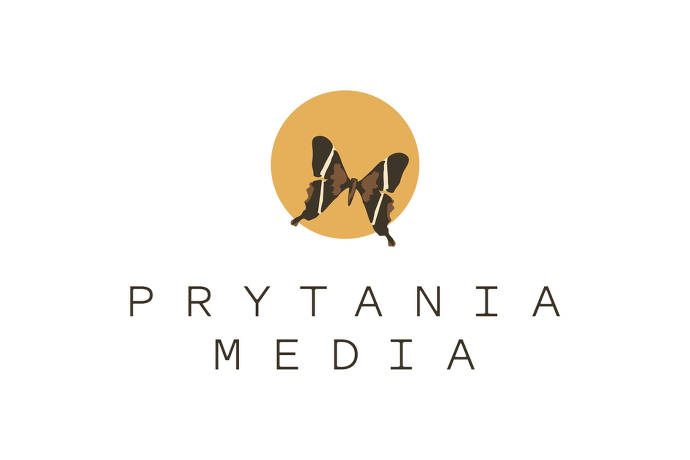 Logo of Prytania Media featuring a butterfly on a yellow circle over the text “Prytania Media”