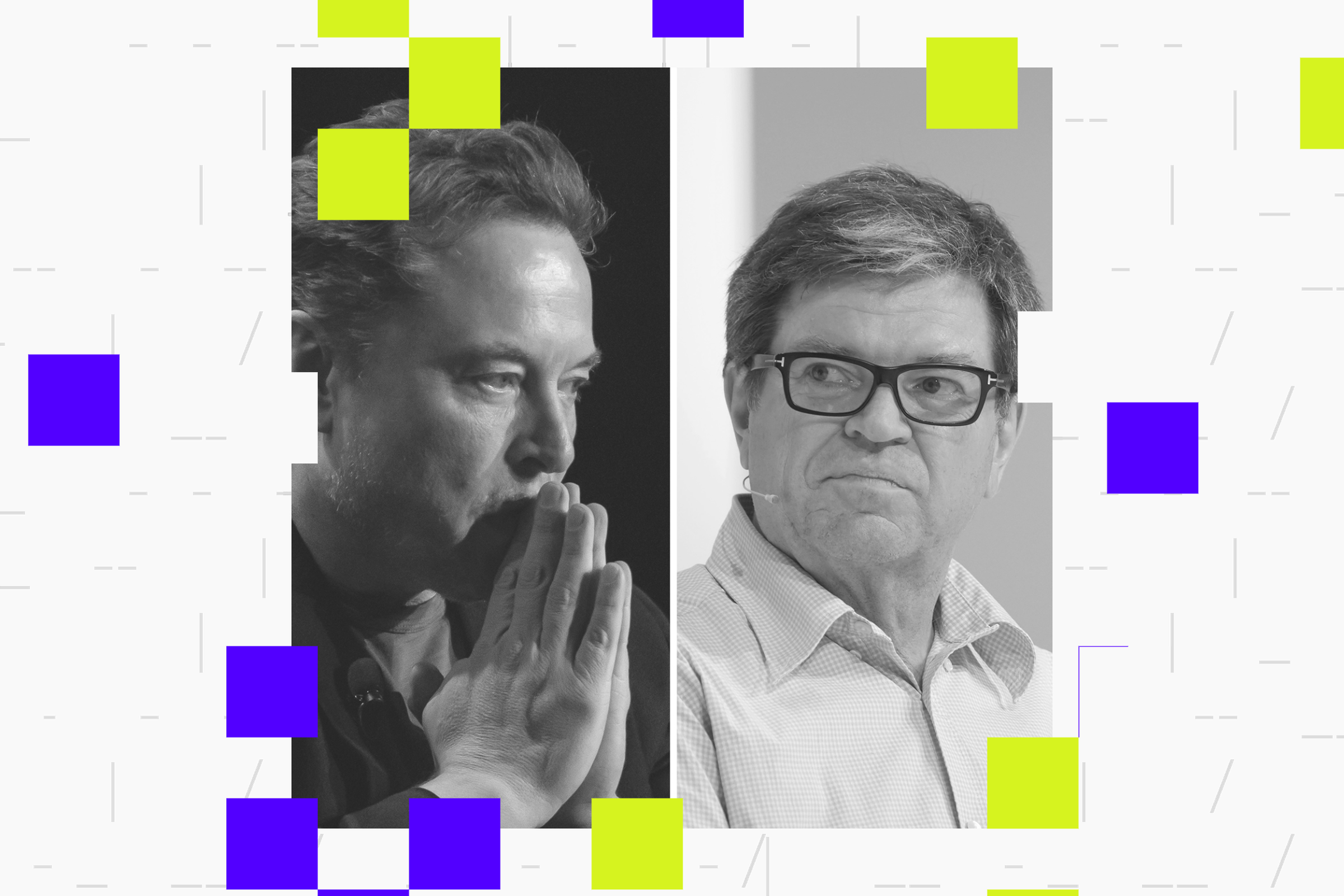 A side by side photo of Elon Musk and Yann LeCun.